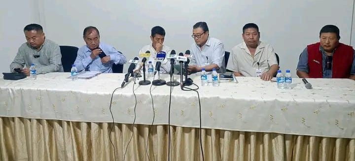 DCCI officials at the press meet in Dimapur Monday evening.