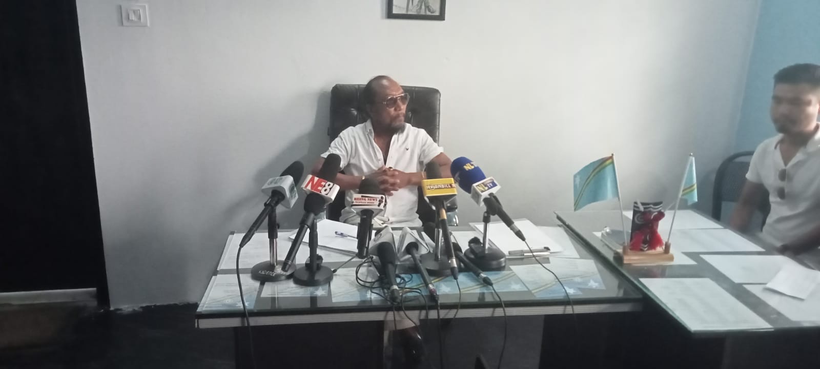 Nikki Sumi addressing media persons on Monday.